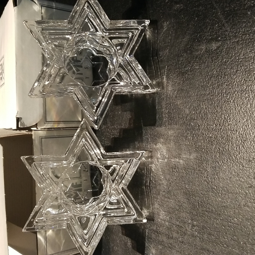 Pair of Crystal star votives NWTS